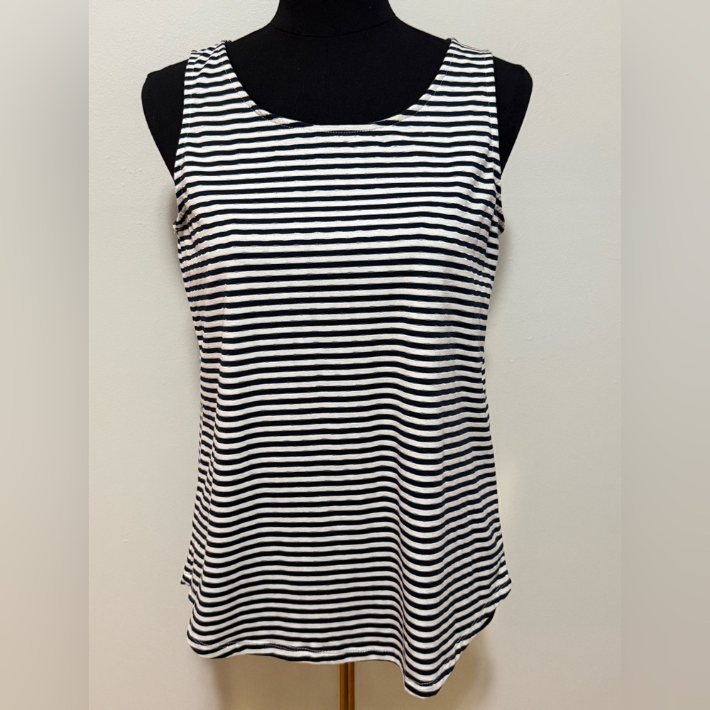 Rose & Olive Black and White Striped Tank Top